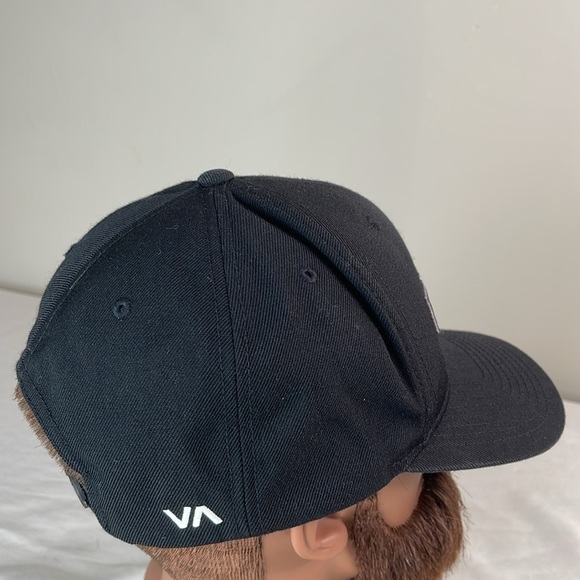 RVCA Wool Blend Mid Fit Embroidered Snap Back Cap Hat Black Grey One Size - Picture 6 of 9